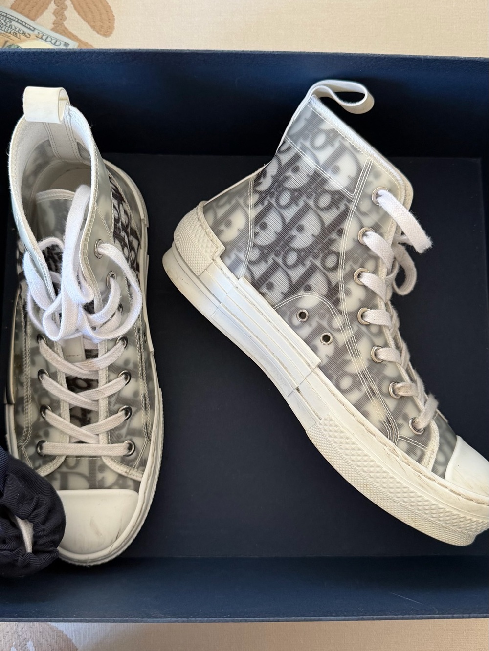 Dior White and Gray High-Top Sneakers